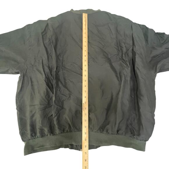 VTG 90s Bogari 100% Silk Full Zip Black Bomber Jacket Men's Sz L Hipster Goth - Picture 5 of 7